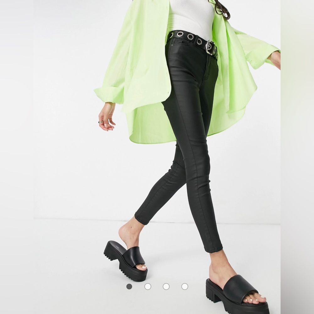 Topshop Jamie jeans in coated black
